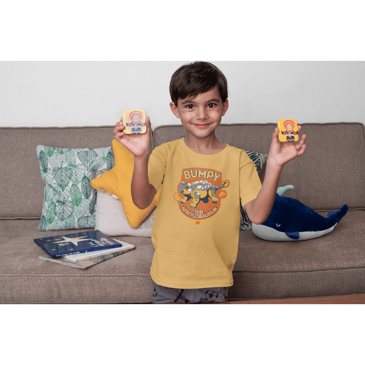 GENERICO - Camiseta de Dinosaurio Bumpy Polo para Niños Algodon Canela