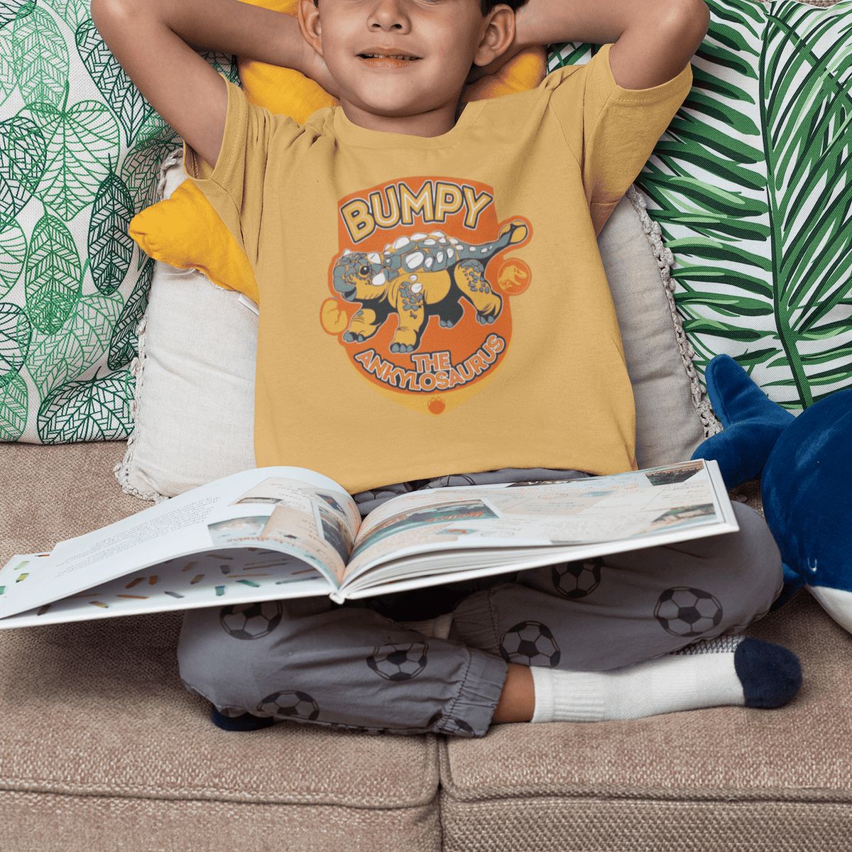 GENERICO - Camiseta de Dinosaurio Bumpy Polo para Niños Algodon Canela