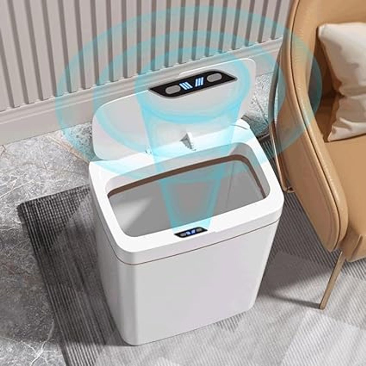 GENERICO - Tacho de Basura Inteligente 15L Tapa Automática Blanco