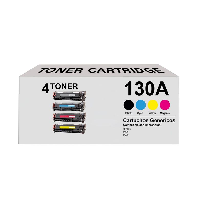 GENERICO - Kit 4 Tóner Compatibles 130A Negro Magenta Cian Amarillo