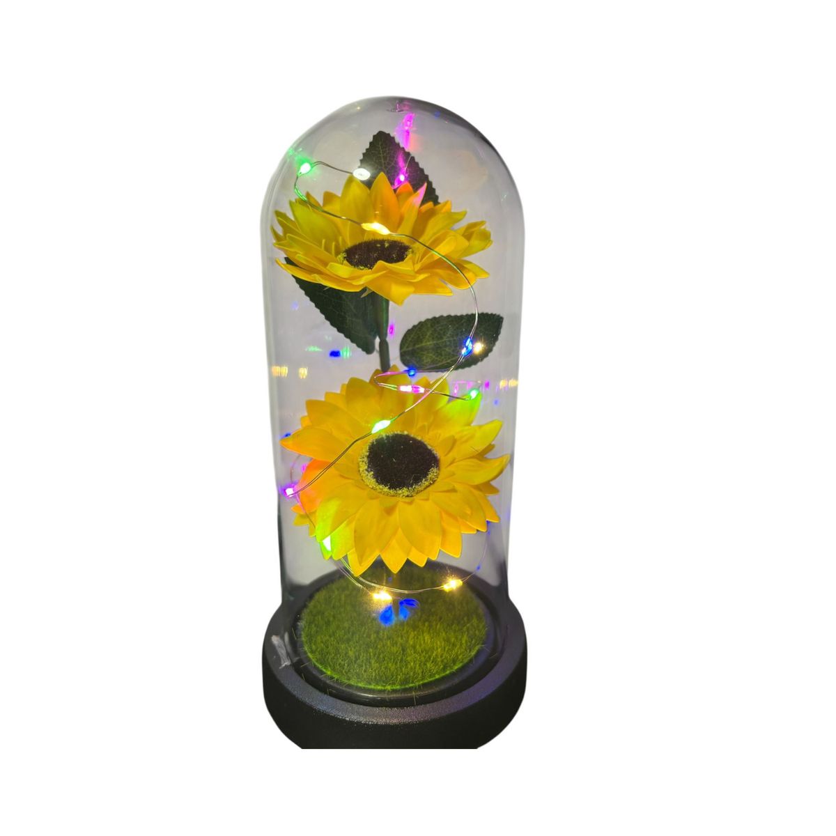 GENERICO - Cúpula de Girasoles Eternos con Led Multicolor