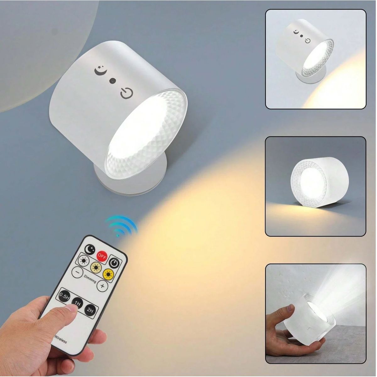 GENERICO - Lámpara Luz LED De Pared Magnética Rotación 360° Con Control