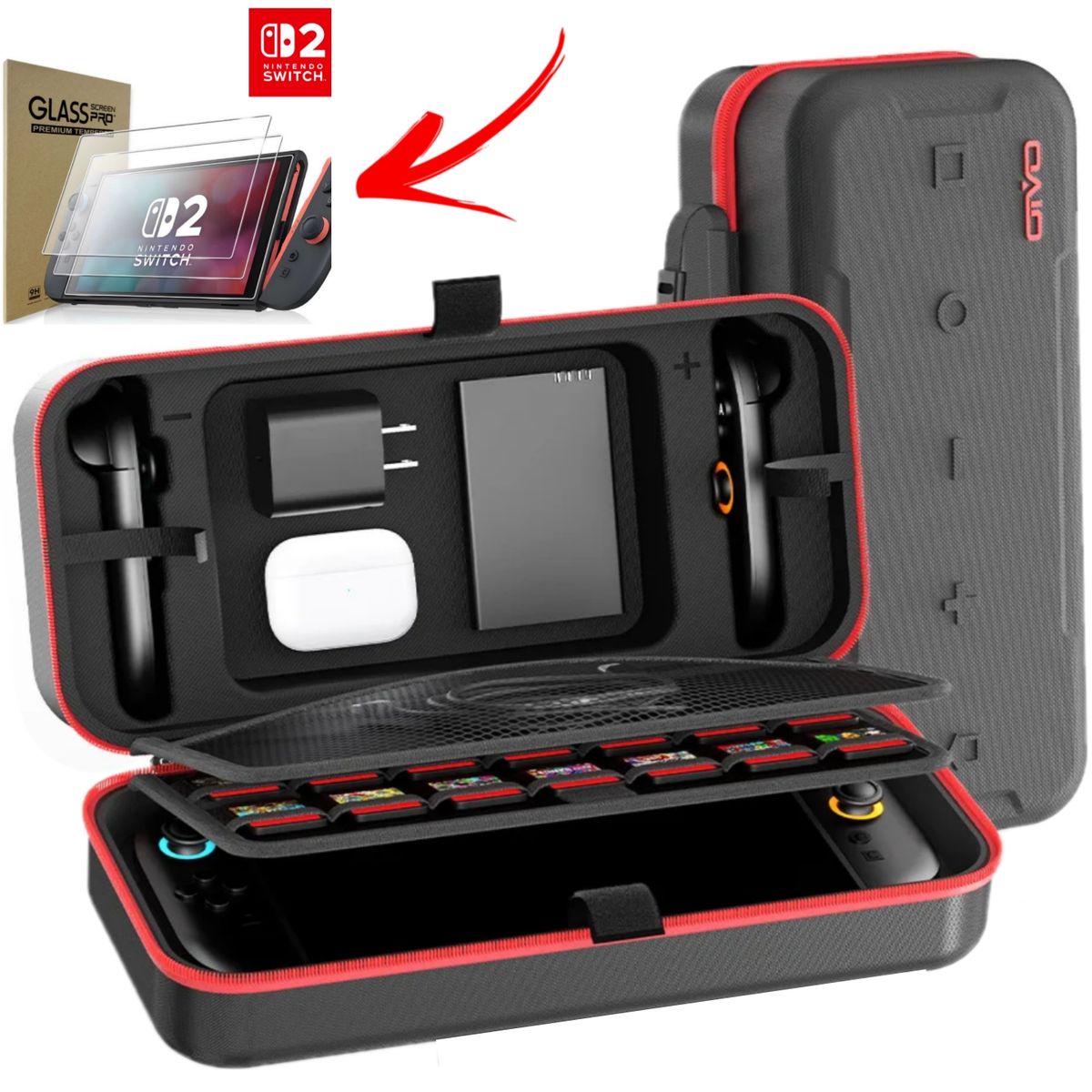 GENERICO - 02 MICAS + Mini Maleta Funda para Nintendo Switch 2 estuche case