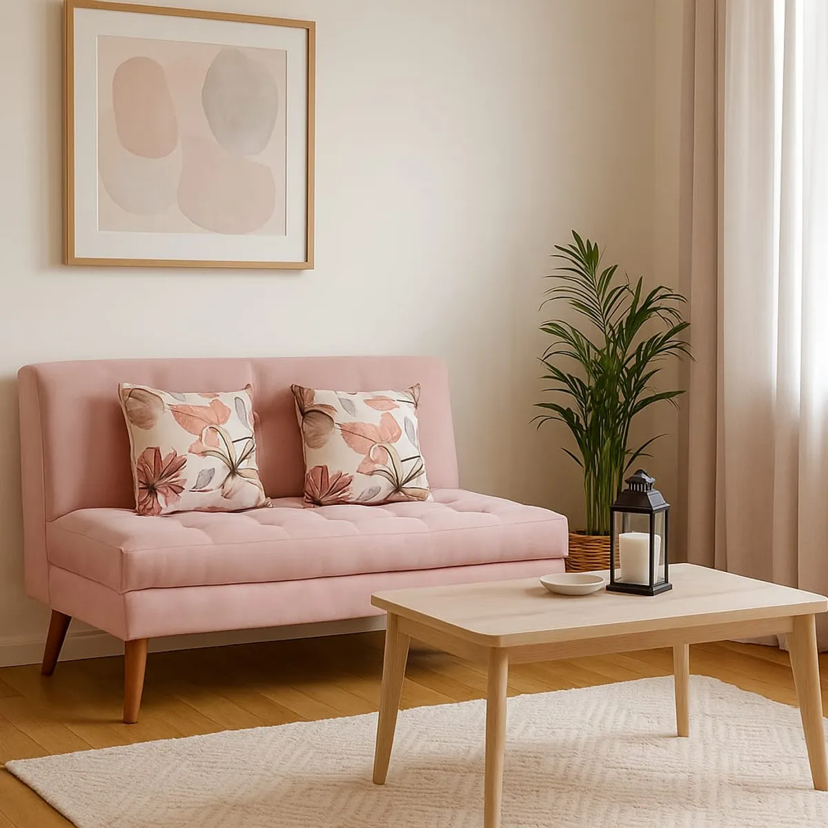 ARTSOFA - Banqueta Sofá Nórdex terciopelo rosado + obsequio