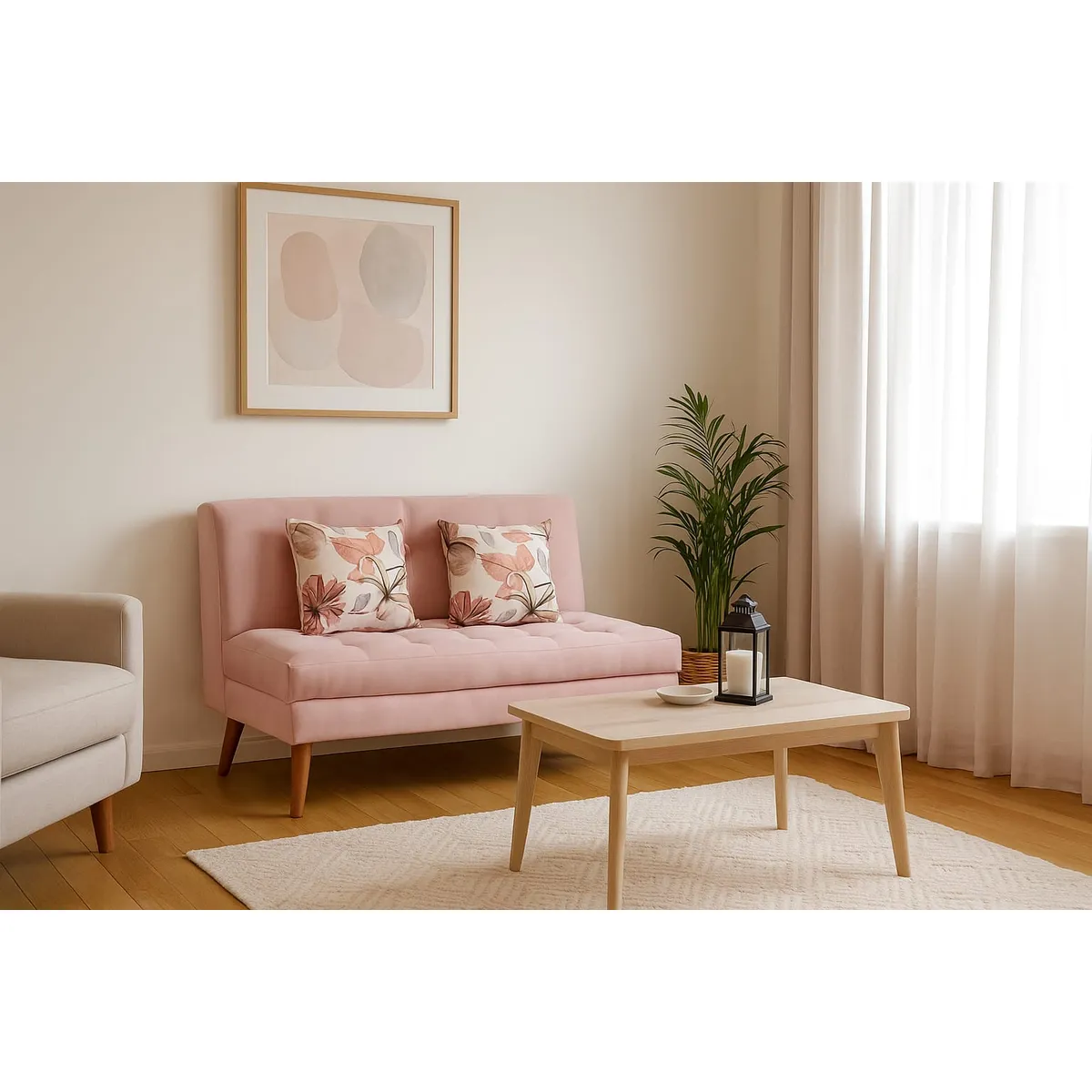 ARTSOFA - Banqueta Sofá Nórdex terciopelo rosado + obsequio