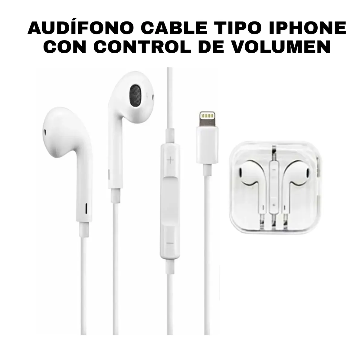 GENERICO - AUDÍFONO CABLE TIPO IPHONE CON CONTROL DE VOLUMEN