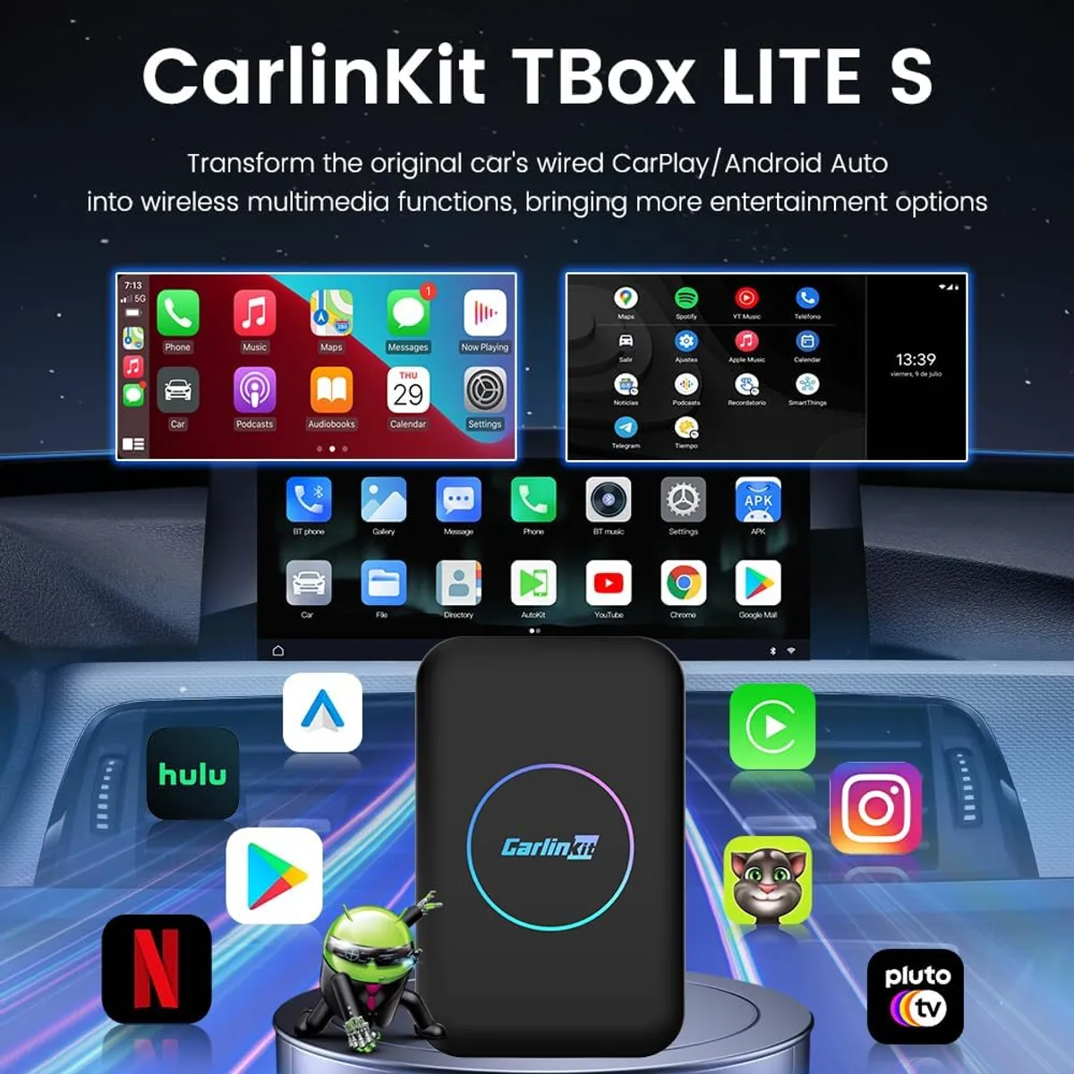 GENERICO - AI BOX CARPLAY CARLINKIT LITE 4+32 GB - VER YOUTUBE NETFLIX