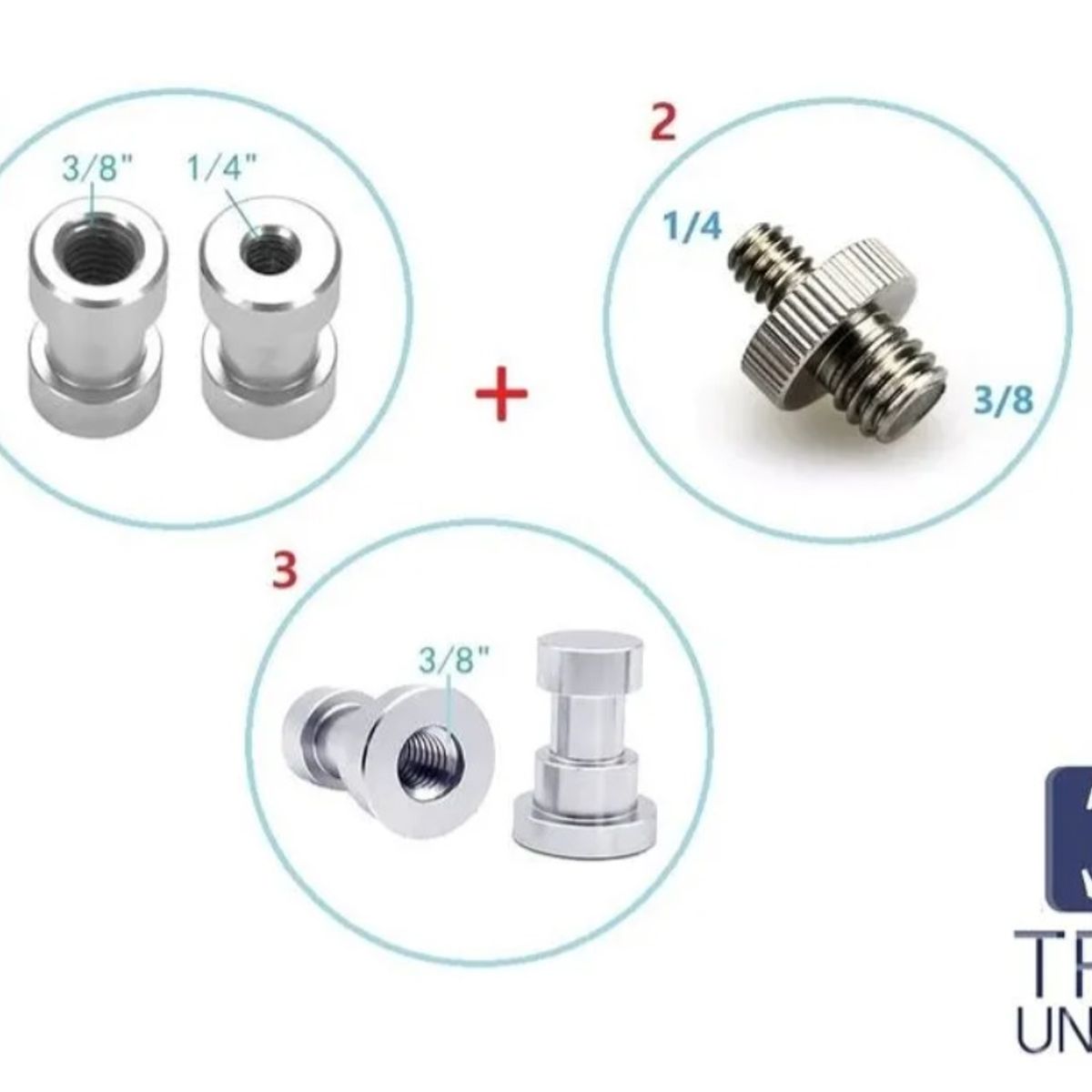 GENERICO - Kit Adaptador Trípode Macho Hembra 1 /4  3 /8 Monopié Flash Fotografia