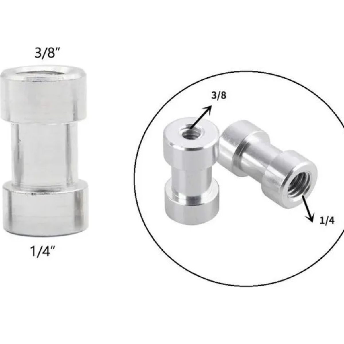 GENERICO - Kit Adaptador Trípode Macho Hembra 1 /4  3 /8 Monopié Flash Fotografia