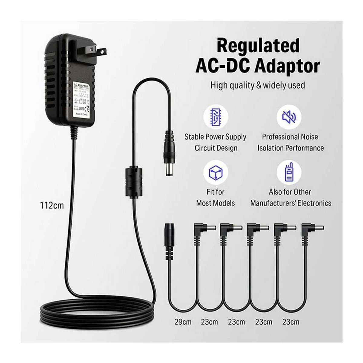 DONNER - Fuente de Alimentación Pedales 5 Salidas; Guitarra Eléctrica