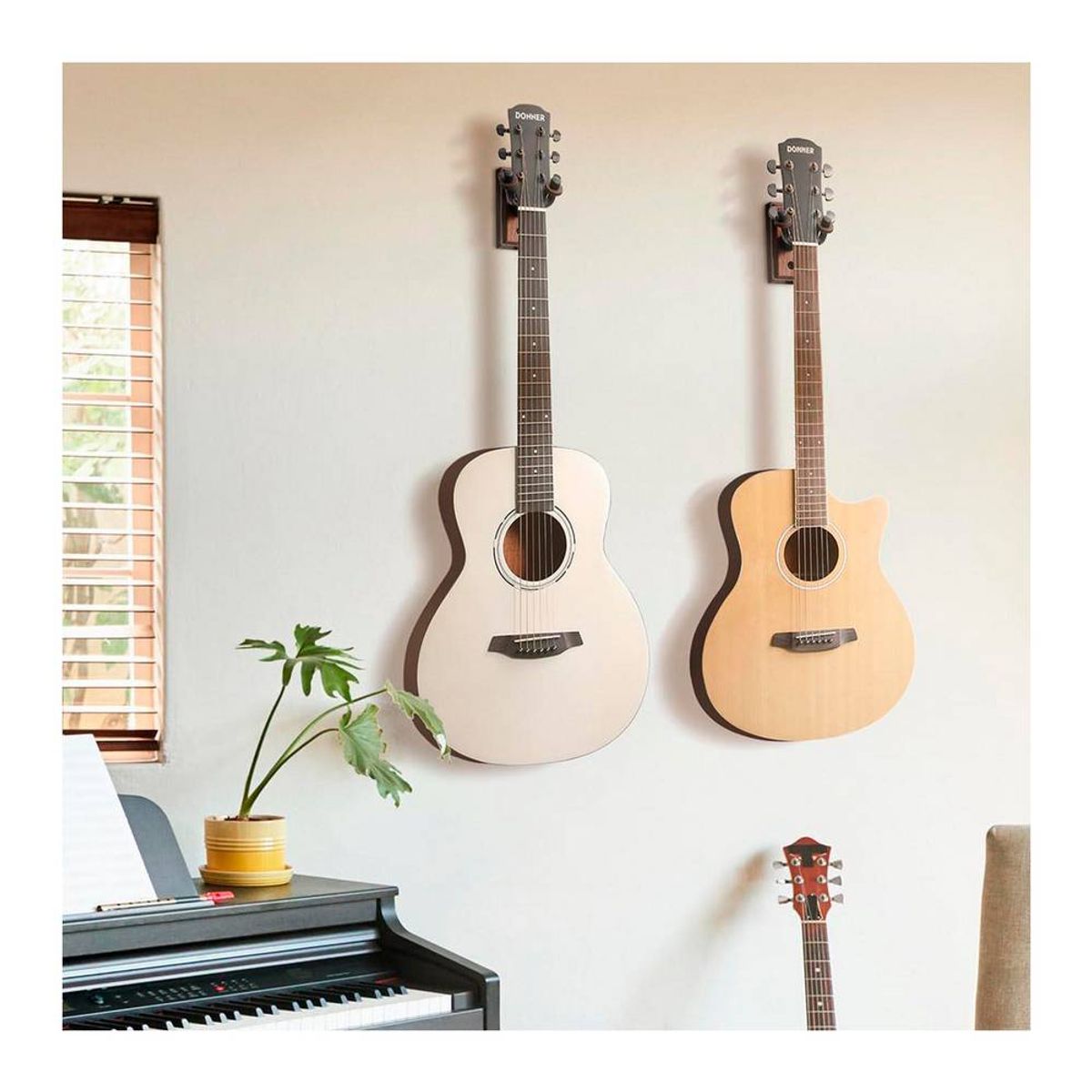 DONNER - Soportes De Pared Guitarra Pack De 6 Base Madera