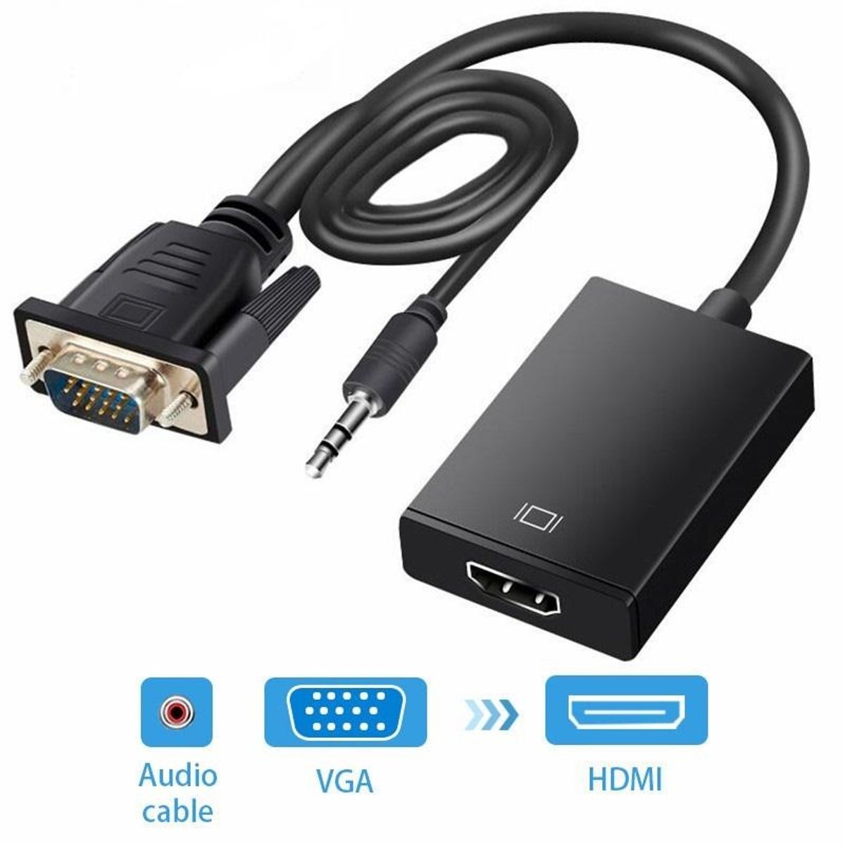 GENERICO - Adaptador Vga A Hdmi Para Pc Con Audio Hd 1080p Convertidor