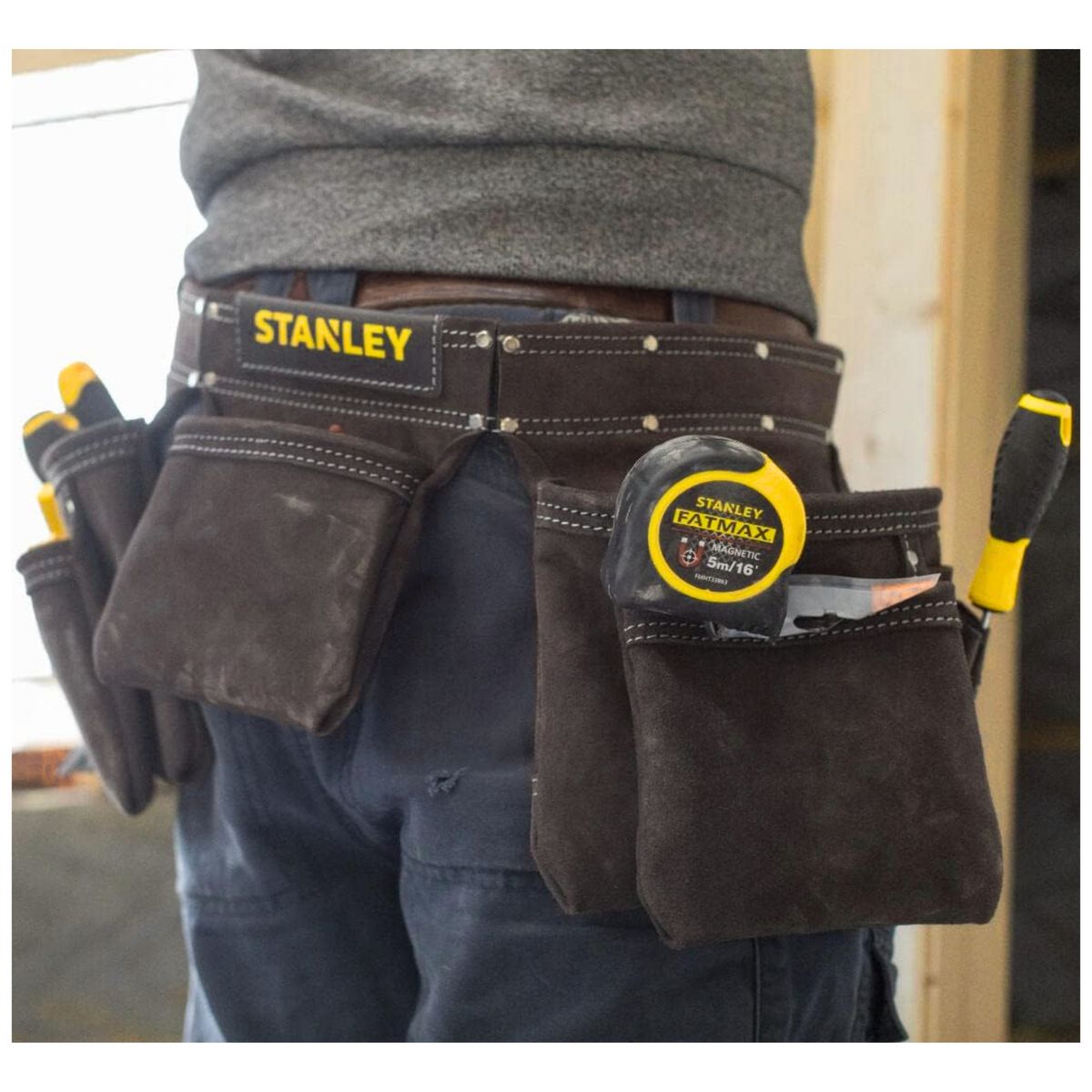 STANLEY - CINTURON PORTA HERRAMIENTAS DELANTAL DE CUERO