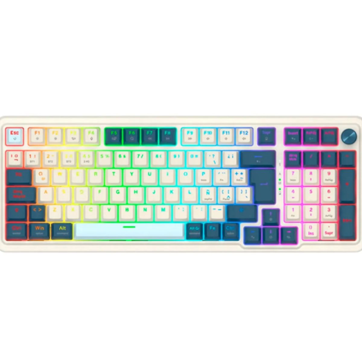 REDRAGON - Teclado Mecánico Eisa Pro K686WB-RGB-PRO Wireless White Blue Switch