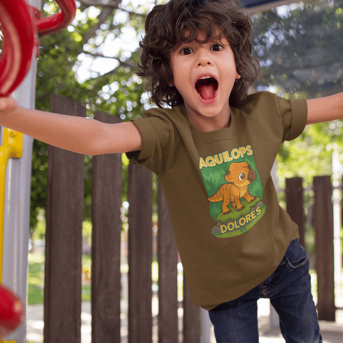 GENERICO - Polo de Dinosaurio Dolores Camiseta para Niño de Algodon Marron