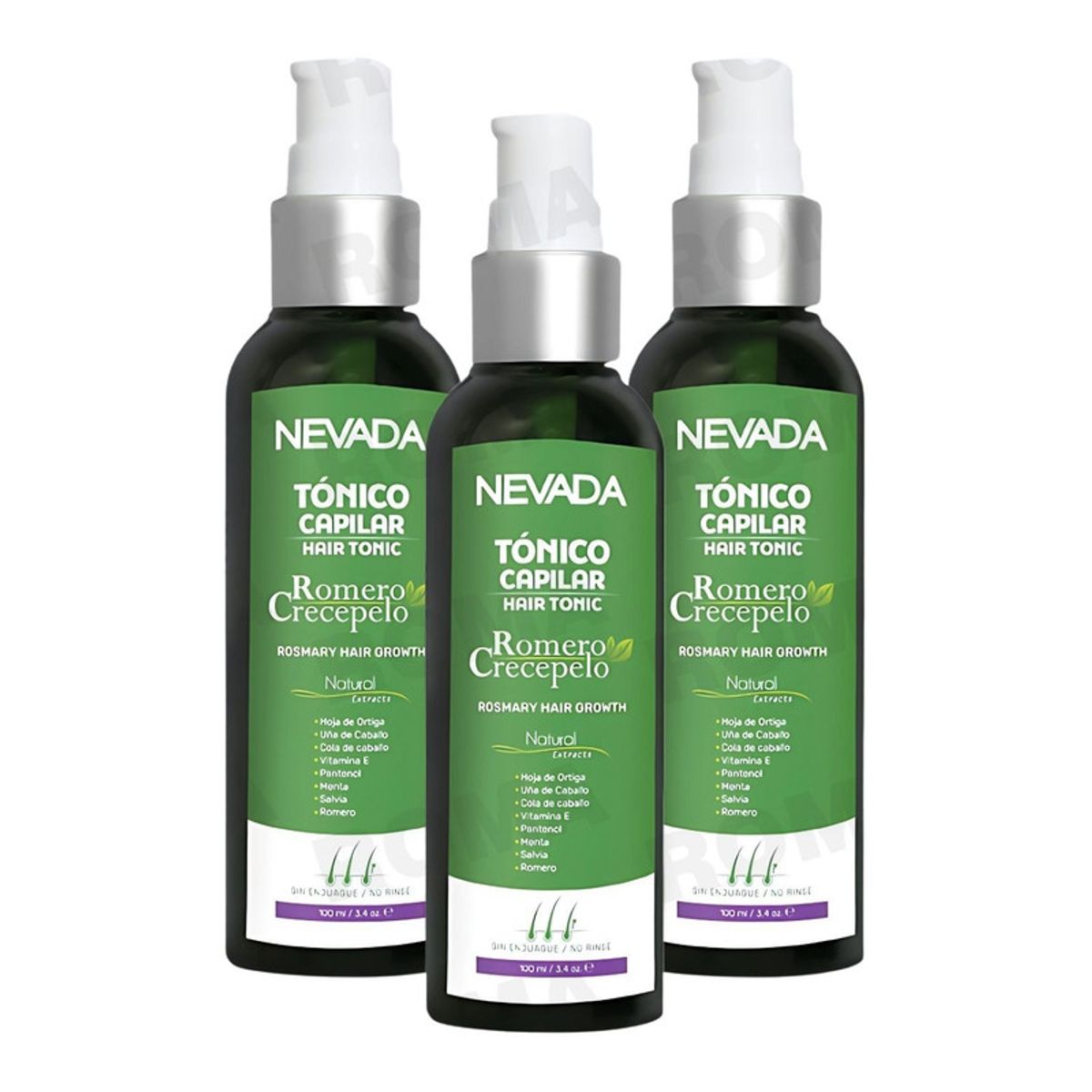 NEVADA NATURAL PRODUCTS - PACK 3 TÓNICO CAPILAR ROMERO CRECEPELO ORIGINAL 100ML NEVADA