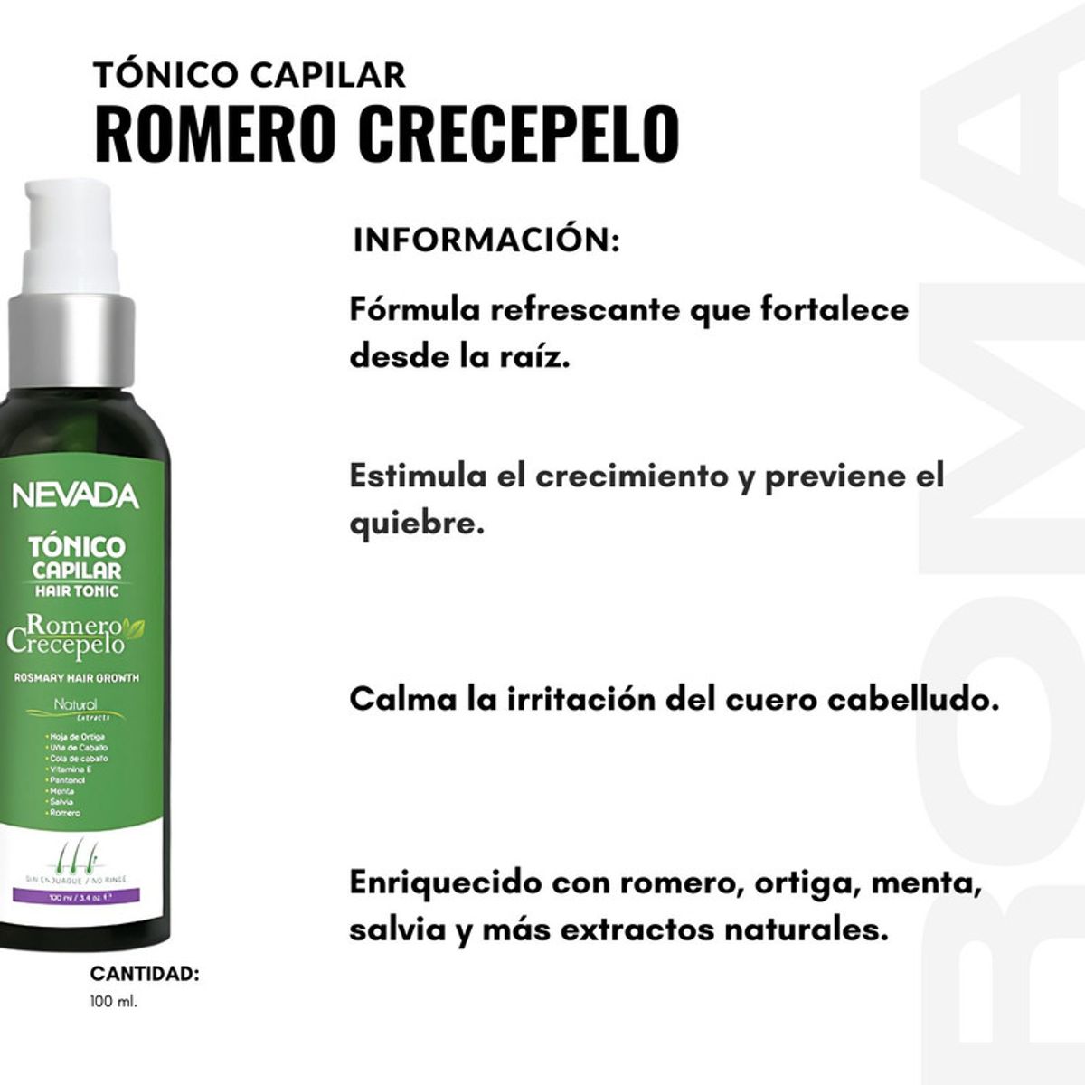 NEVADA NATURAL PRODUCTS - PACK 3 TÓNICO CAPILAR ROMERO CRECEPELO ORIGINAL 100ML NEVADA