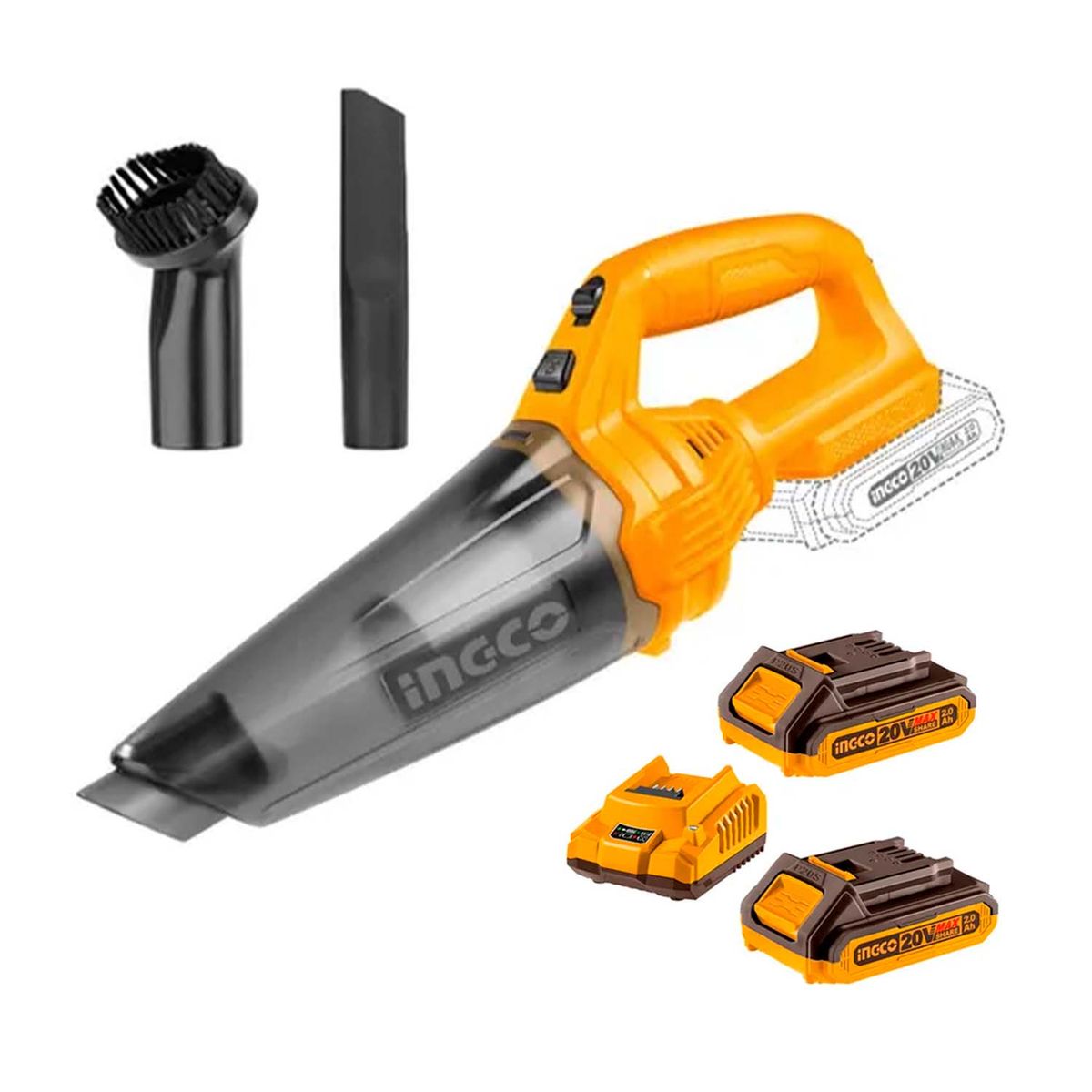 INGCO TOOLS - Aspiradora Ingco 0.5 Litros 20v + 2 Baterías 2ah Y Cargador