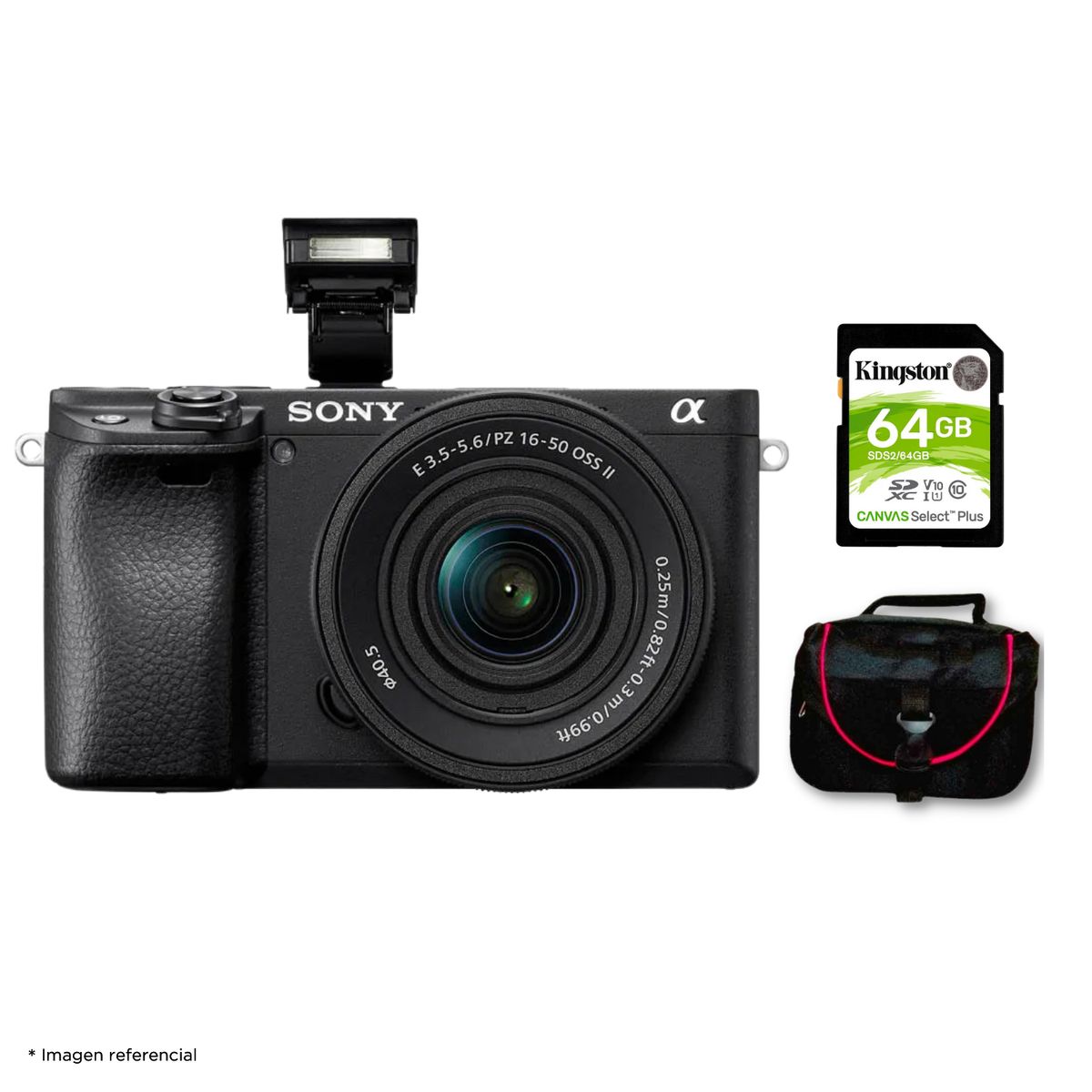 SONY - Cámara Sony Alpha a6400 Mirrorless + Lente 16-50mm II + Kit Básico de Accesorios