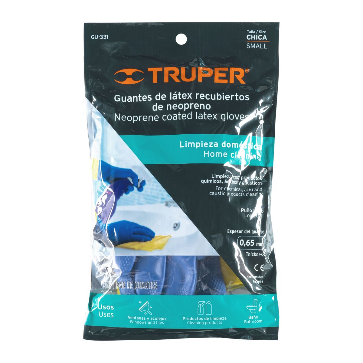 TRUPER - Guante de látex para limpieza con neopreno talla chica