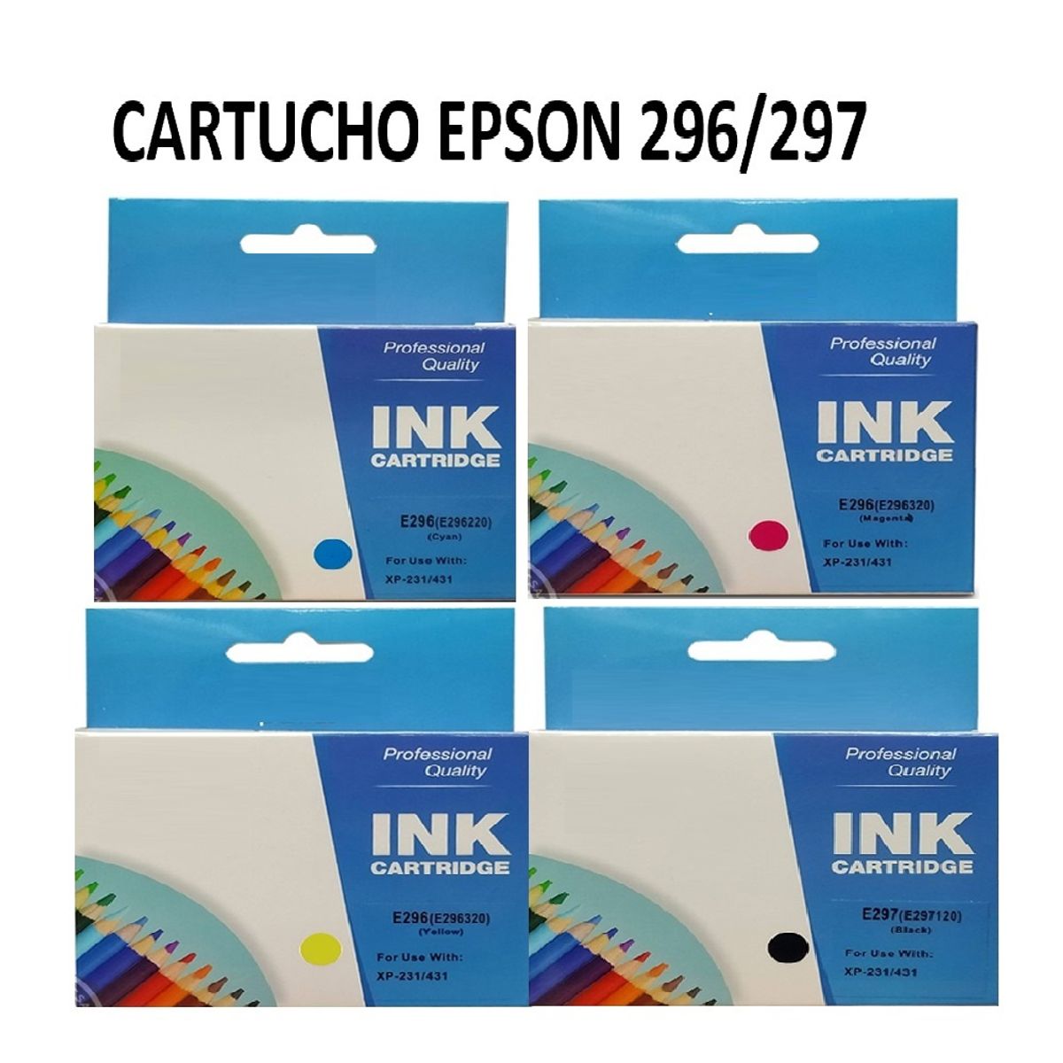 GENERICO - cartucho  Compatible Epson 296 magenta , negro ,cian y yellow