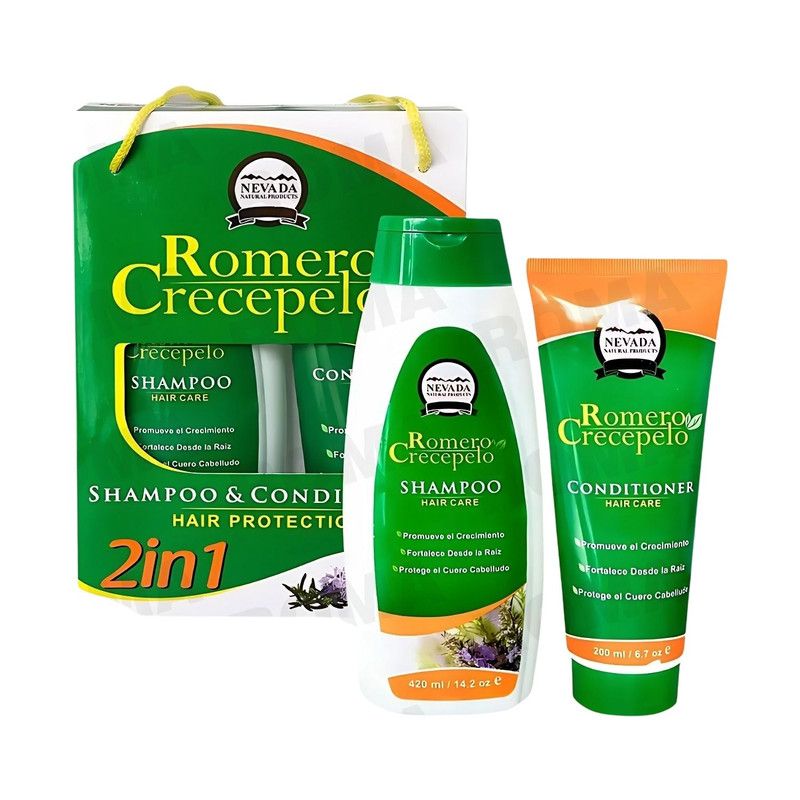 NEVADA NATURAL PRODUCTS - SET SHAMPOO + ACONDICIONADOR ROMERO CRECEPELO NEVADA