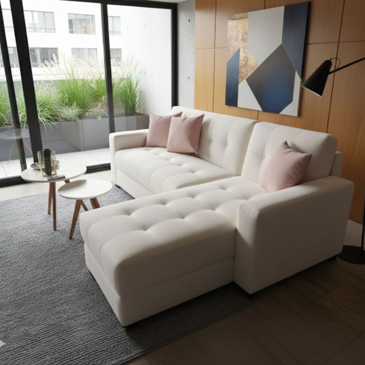 GENERICO - Seccional Messi Derecho en tela antifluido color marfil