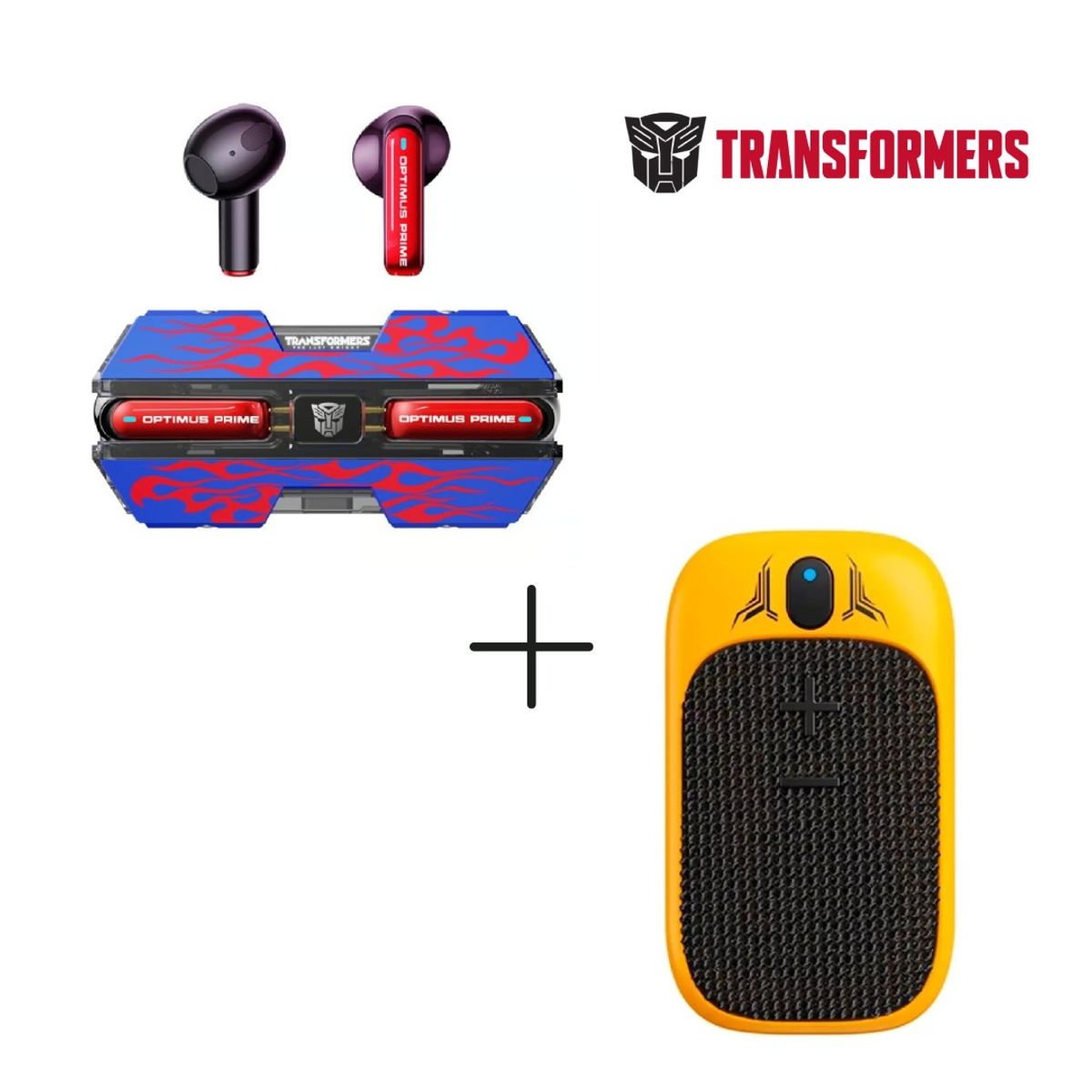TRANSFORMERS - Audífonos Transformers TF-T01 Azul + Parlante TF-Y07 Yellow