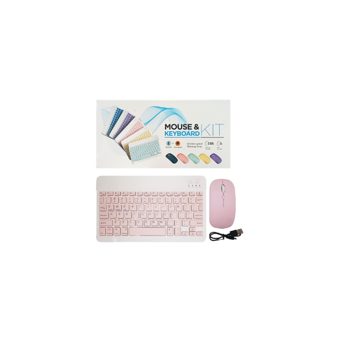 GENERICO - Kit Teclado Y Mouse Bluetooth Keyboard  recargable rosado