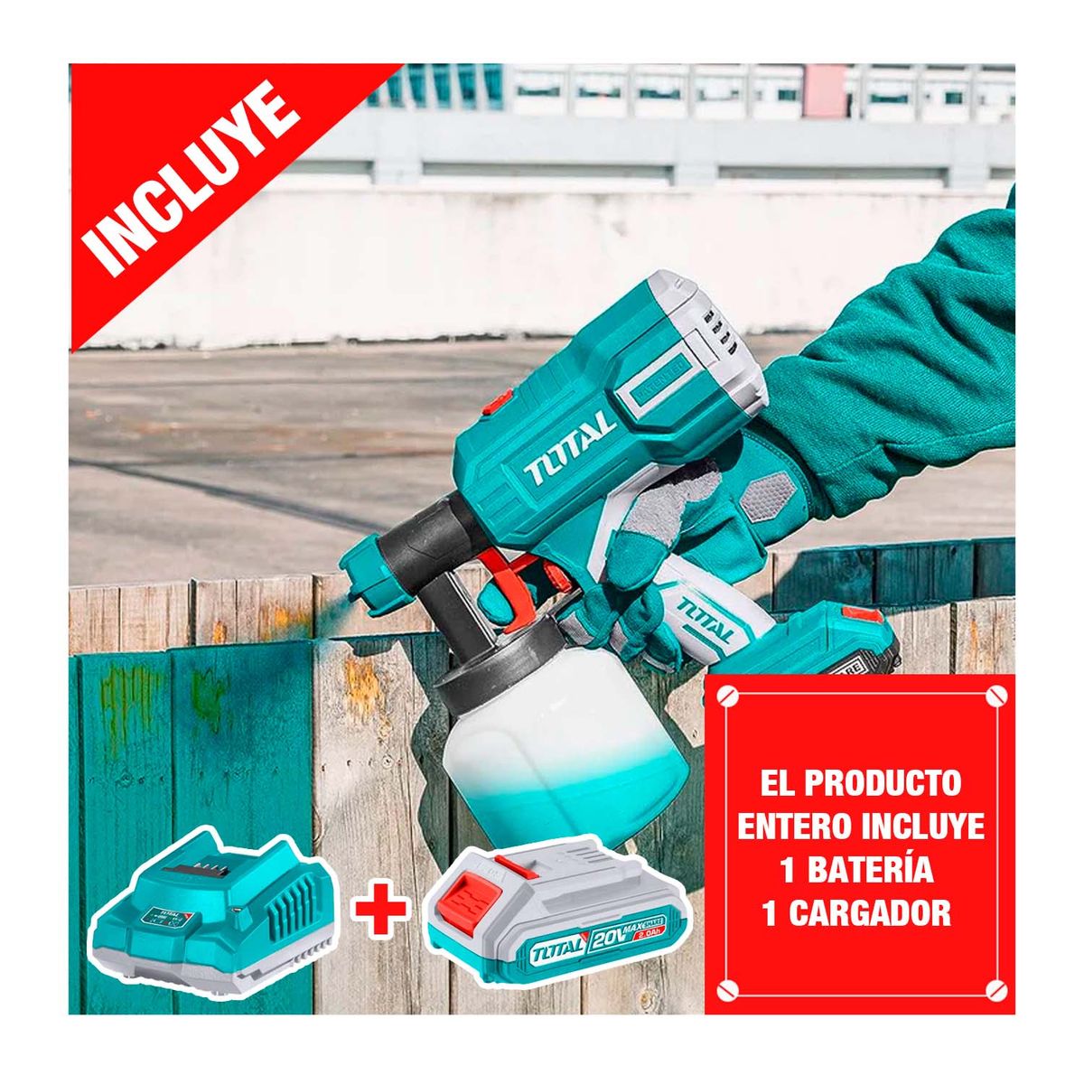 TOTAL TOOLS - Pistola De Pintura Inalambrico 20v Bat+cargador Tsgli20406