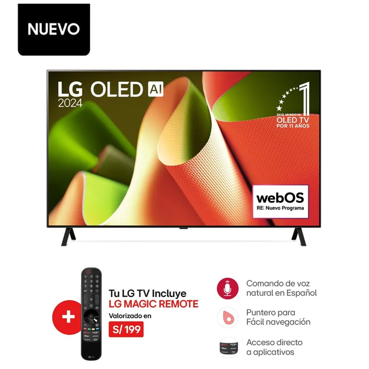 LG - TELEVISOR LG OLED 55” 4K UHD Smart TV AI ThinQ OLED55B4PSA