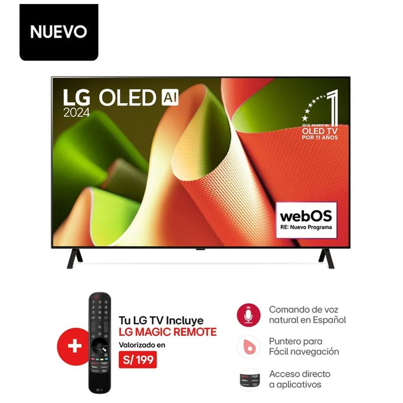 LG - TELEVISOR LG OLED 55” 4K UHD Smart TV AI ThinQ OLED55B4PSA