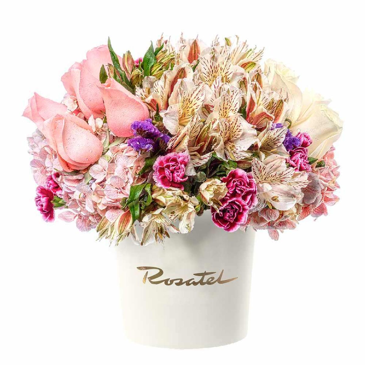 ROSATEL - Sombrerera Crema Mediana con Rosas y Flores