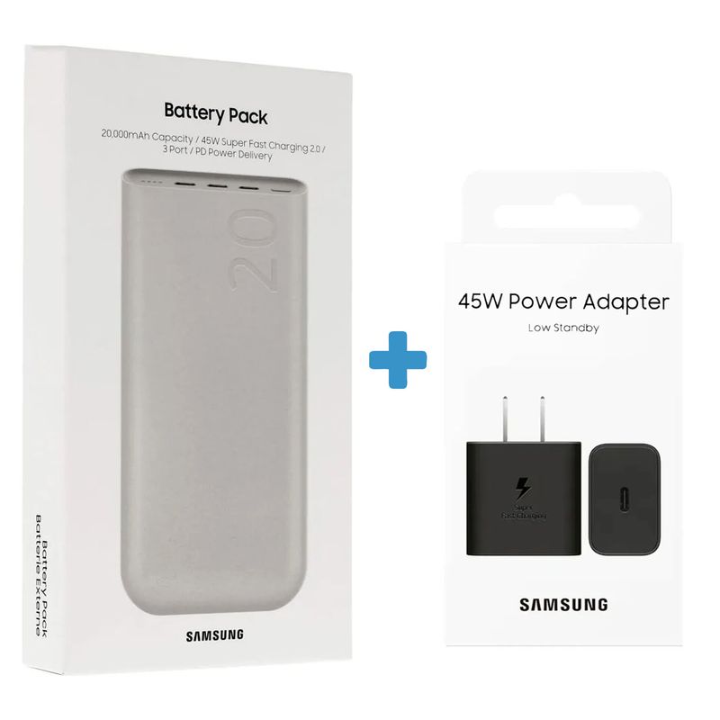 SAMSUNG - Adaptador Samsung 45w Para Galaxy Tab S10 FE + Power Bank 20000mah 45w
