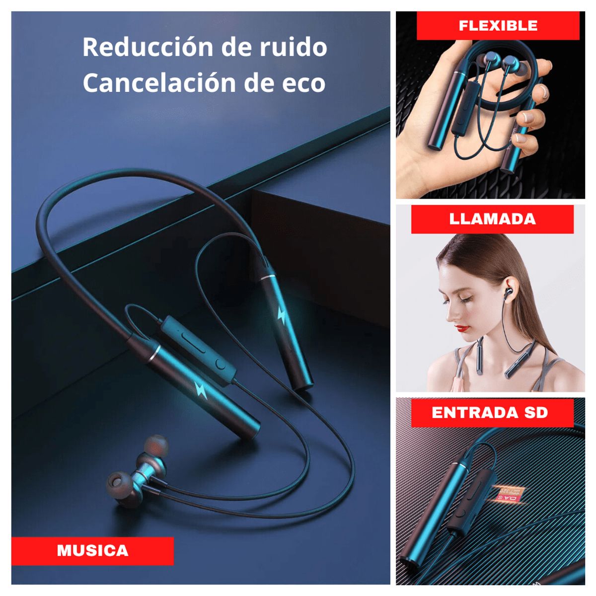 ALENUR - Audifono Inalambrico Bluetooth 120 Horas Continuas Alenur