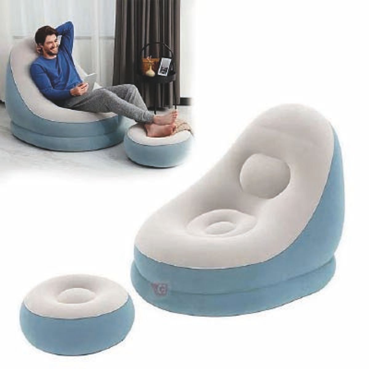 GENERICO - SOFÁ SILLÓN INFABLE CON POSAPIÉS