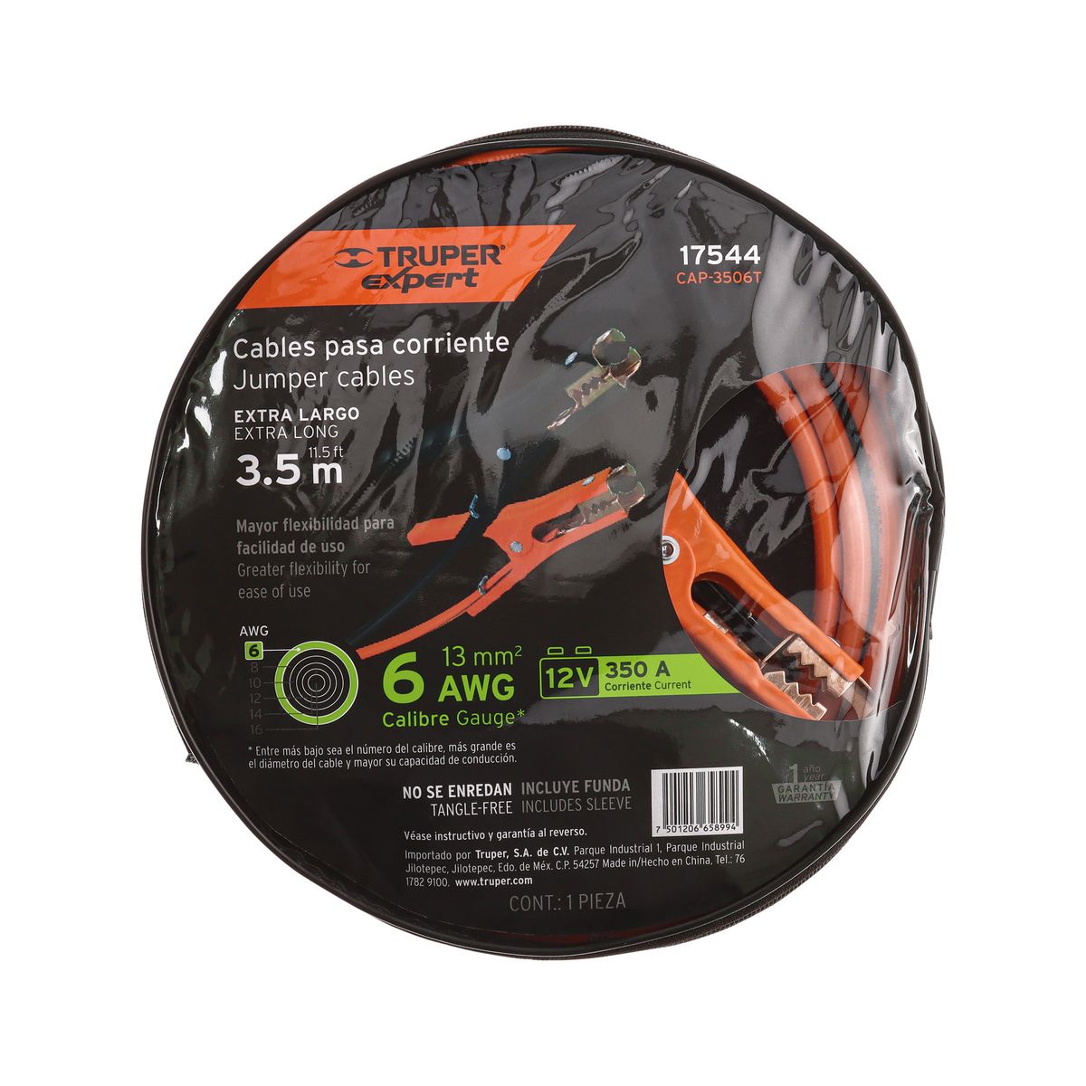 Truper - Cable pasa Corriente 3.5 m 350 A 6 AWG Truper