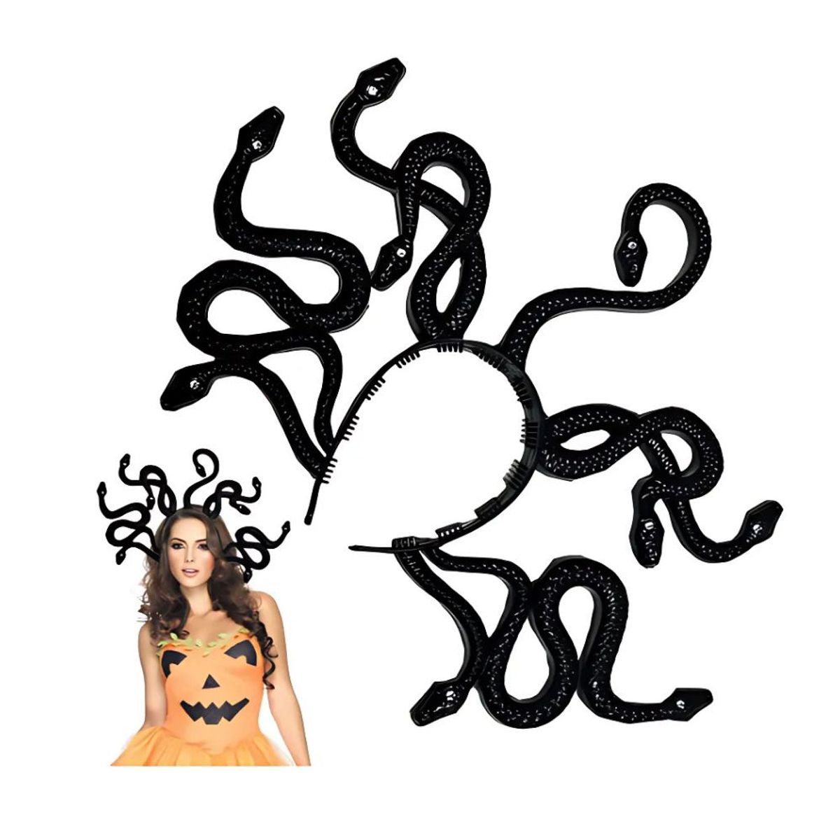 GENERICO - Diadema Medusa Chic Grande Vincha Color Negro