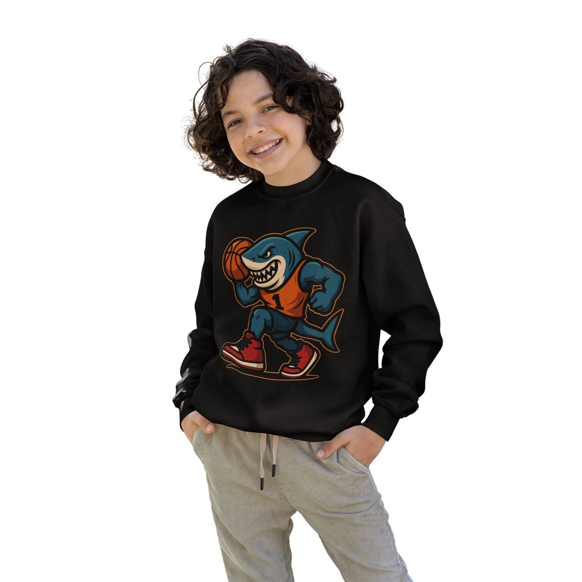 GENERICO - poleras niño franelado negro tiburon