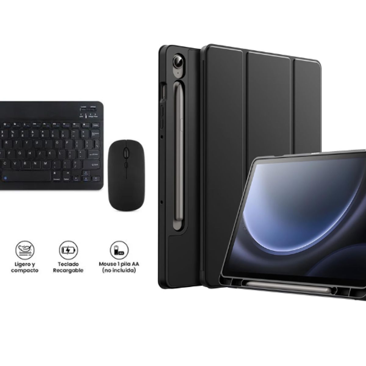 SPACE - FUNDA PARA SAMSUNG S9-S9FE TECLADO CON MOUSE NEGRO TECLADO POR FUERA