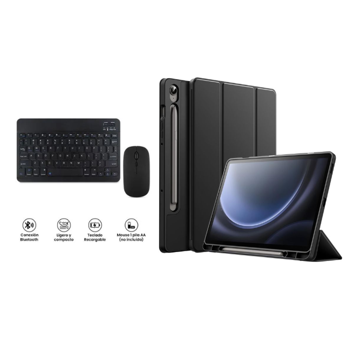 SPACE - FUNDA PARA SAMSUNG S9-S9FE TECLADO CON MOUSE NEGRO TECLADO POR FUERA