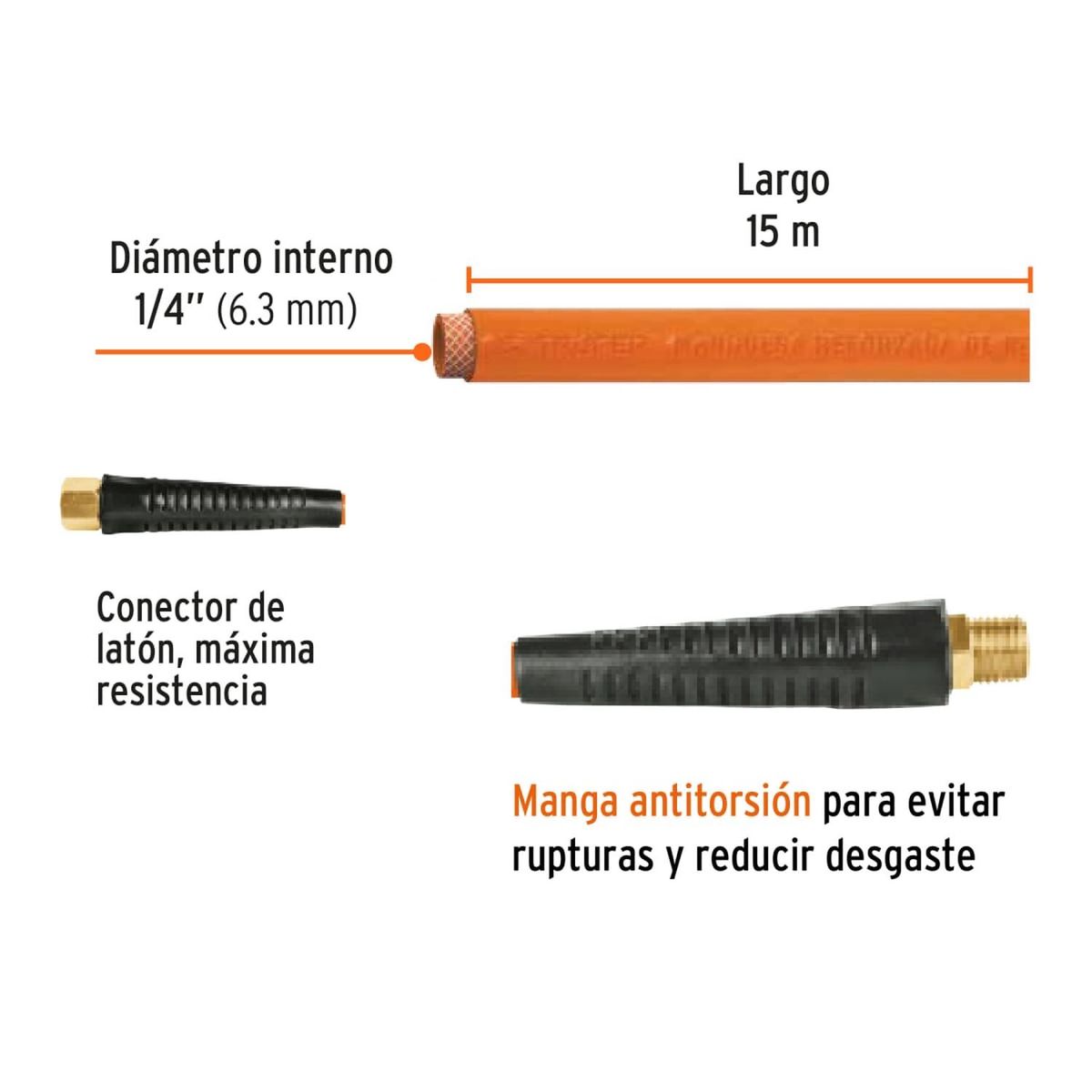 TRUPER - Manguera de pvc para compresora 1/4' 15 metros Truper