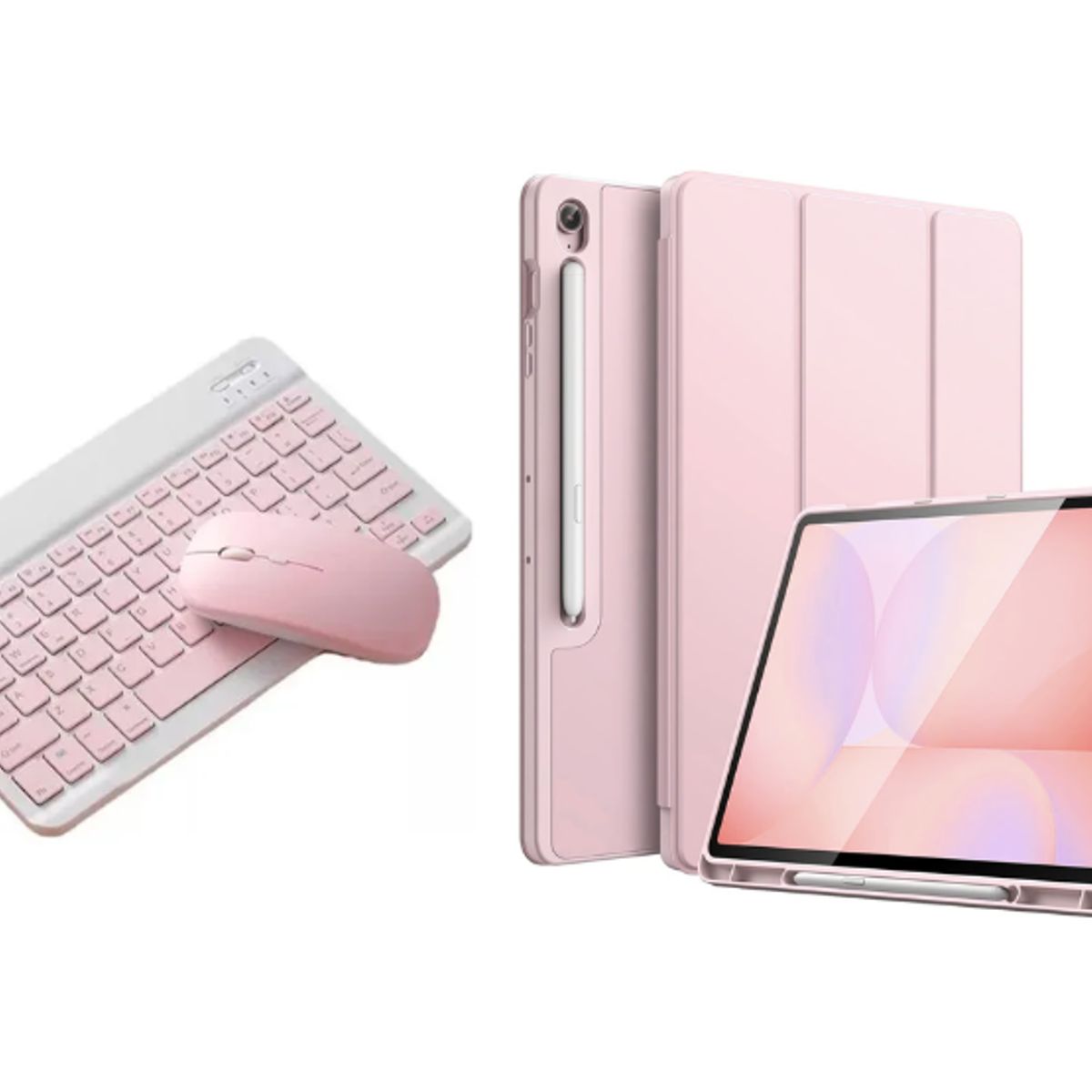 SPACE - FUNDA SAMSUNG S9-S9FE +TECLADO CON MOUSE TECLADO POR FUERA ROSADO