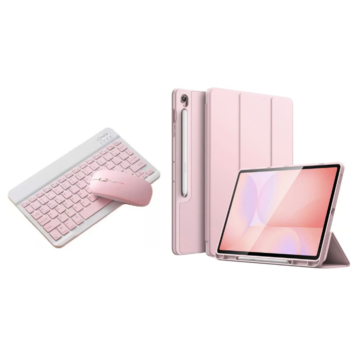 SPACE - FUNDA SAMSUNG S9-S9FE +TECLADO CON MOUSE TECLADO POR FUERA ROSADO