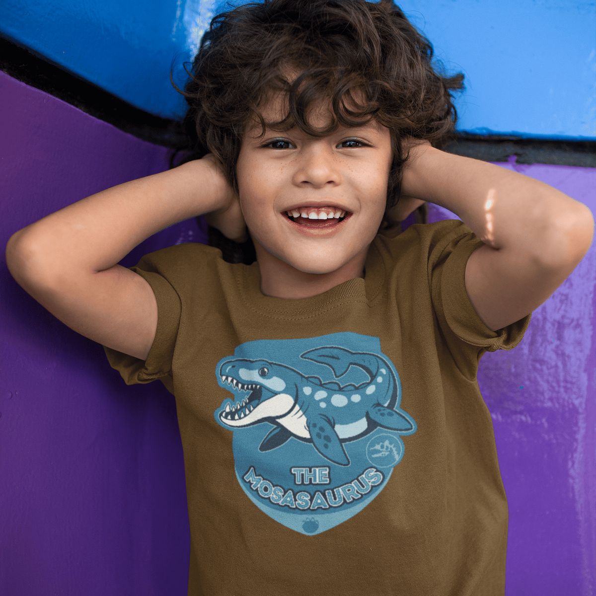 GENERICO - Polo de Dinosaurio Mosasaurio Camiseta para Niño Algodon Marron