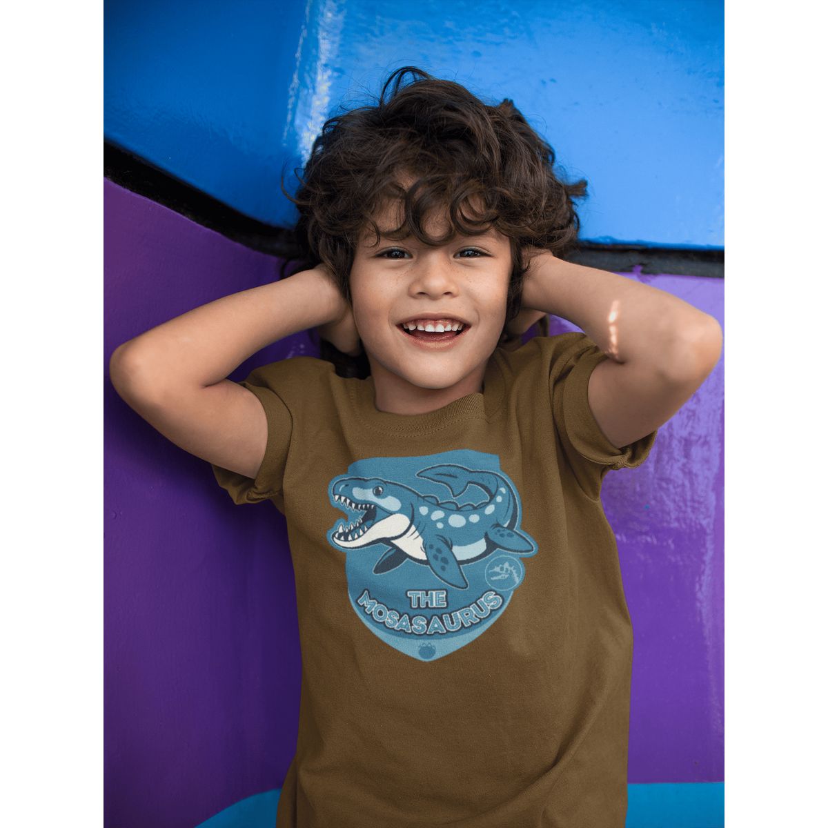 GENERICO - Polo de Dinosaurio Mosasaurio Camiseta para Niño Algodon Marron