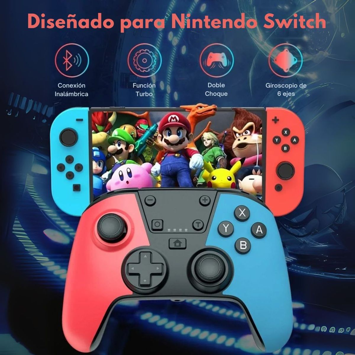 SEISA - Mando Pro Inalámbrico Switch con NFC Turbo MACRO y Giroscopio