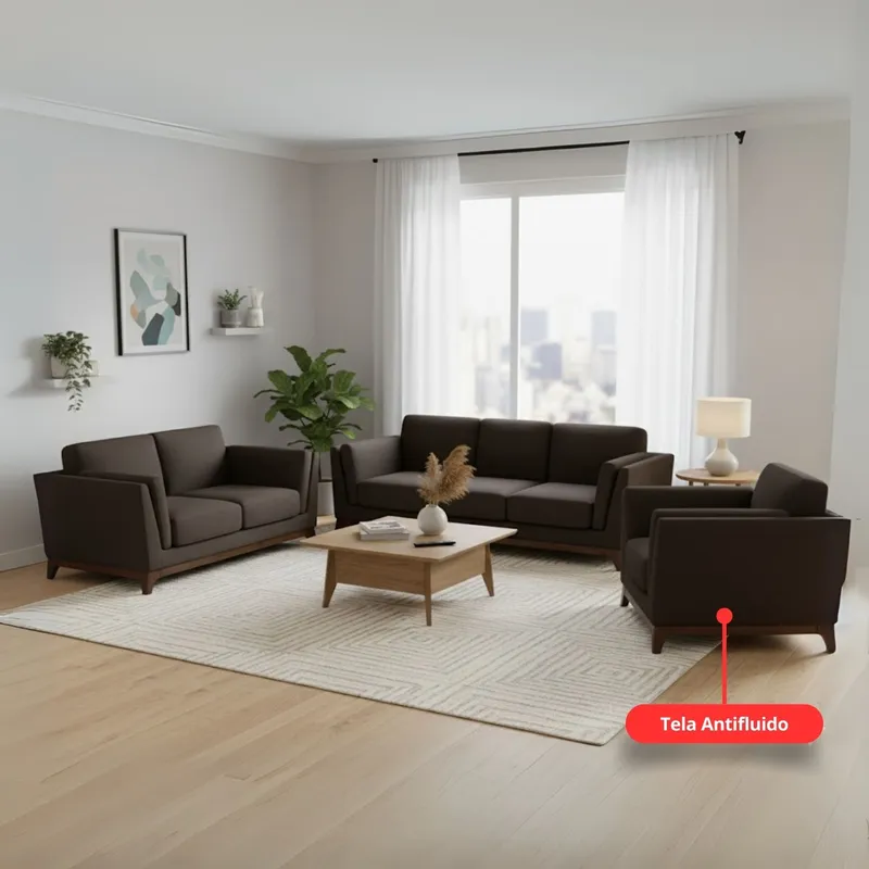 GENERICO - Juegos de Sala Cagli 321 con Base de Zócalo Color Chocolate