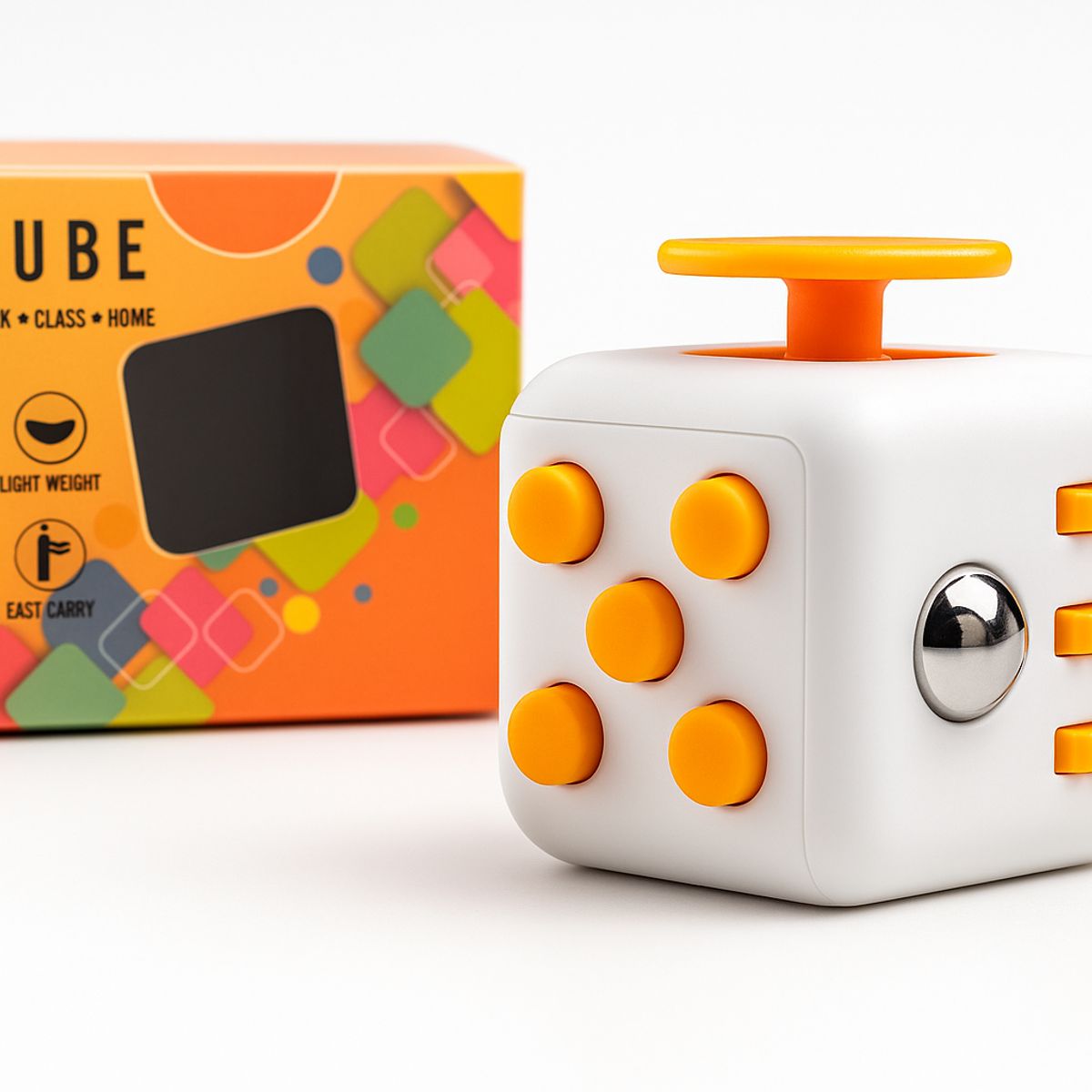 GENERICO - Fidget Cubo Antiestrés Sensorial 6 en 1 - Anaranjado