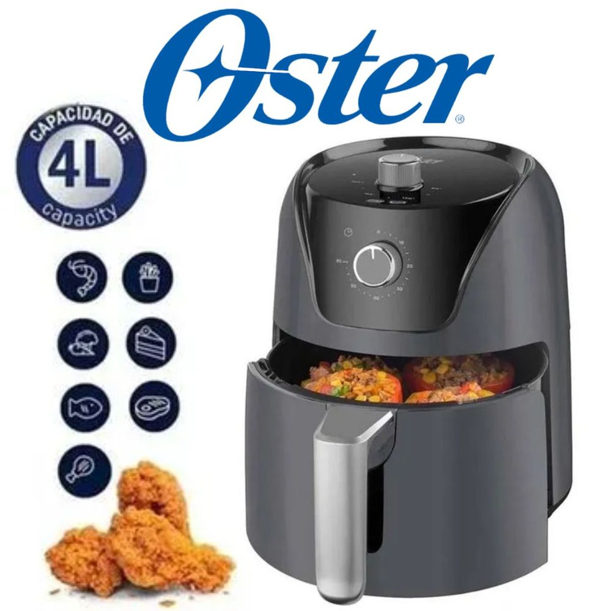OSTER - FREIDORA DE AIRE OSTER 4LT COLOR NEGRO MOD CKSTAF40MDF
